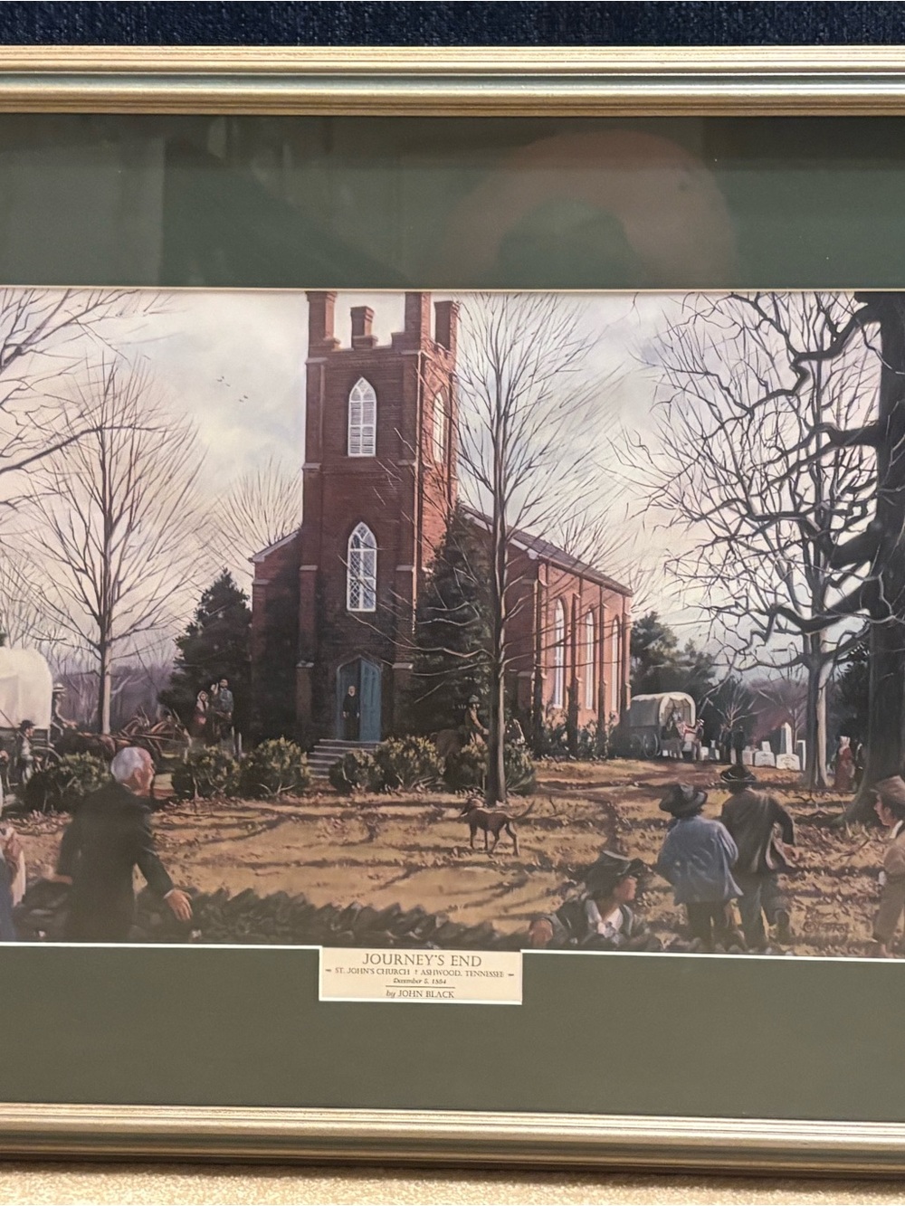 Professionally Framed 'Journey's End' Art Print in Green Mat 1993 print